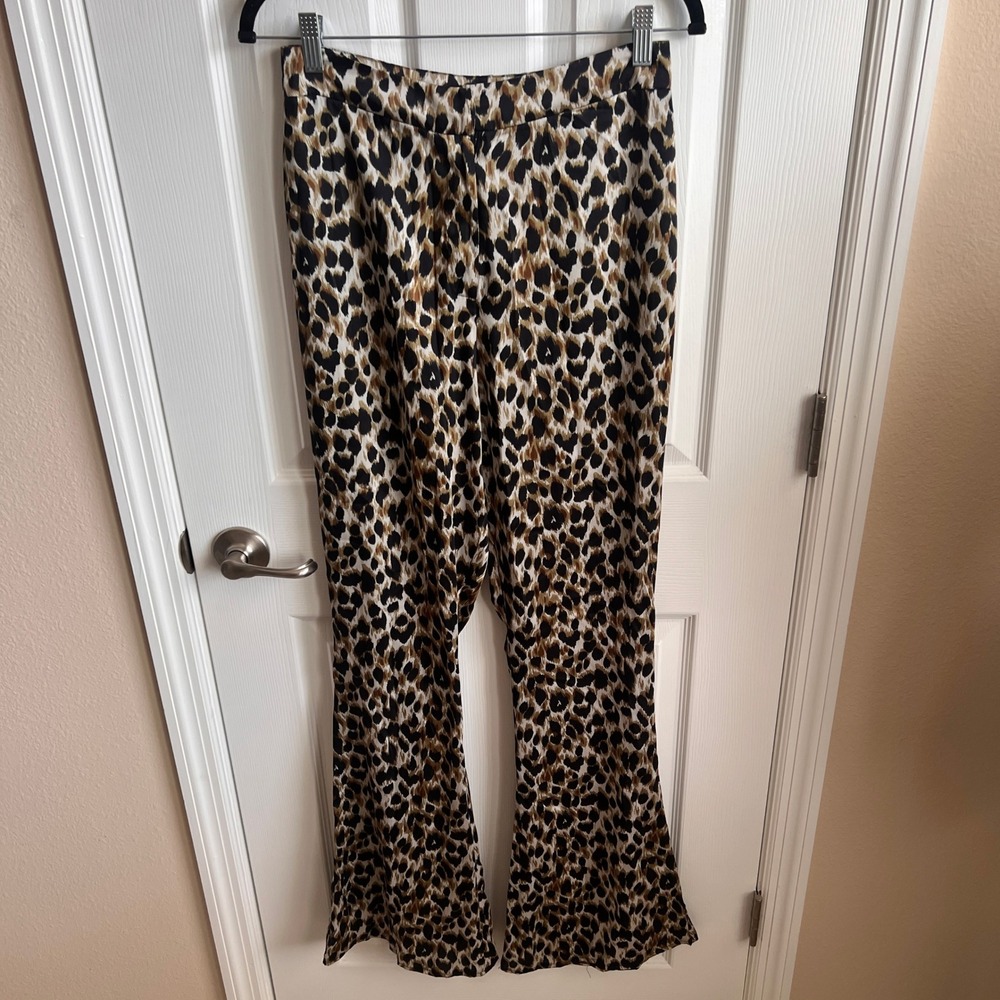 ASOS Leopard Print Wide Leg Pants Women's Size 6‎ Animal Print